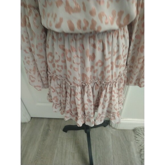 Buddy Love Flared Sleeve Mini Leopard Dress Small Boho Cottage Core Feminine Y2K - Picture 5 of 10